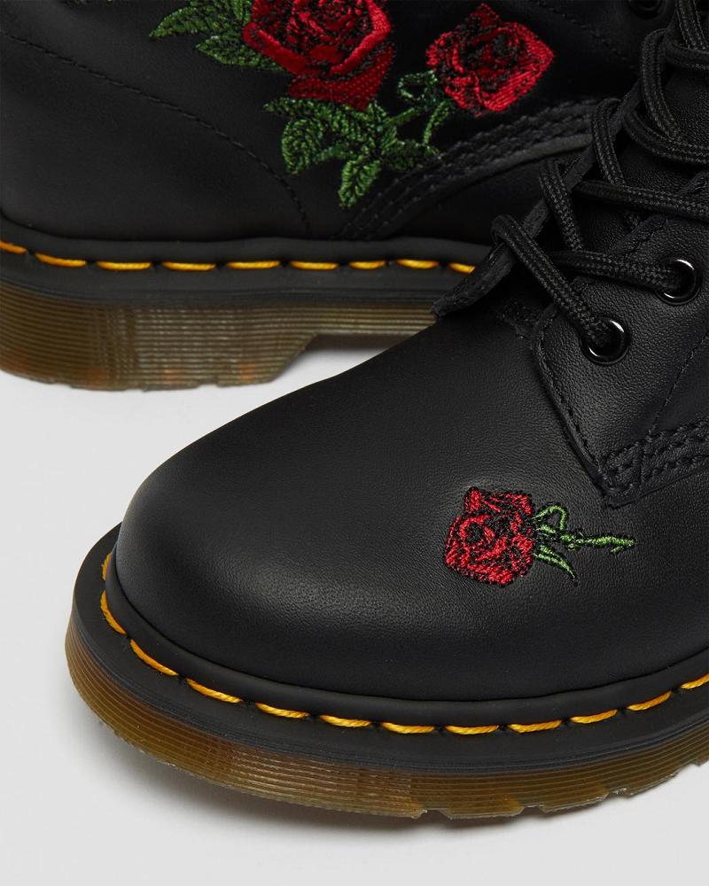 Black Women's Dr Martens 1460 Vonda Floral Leather Lace Up Boots | CA 215YXF